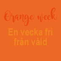 Orange bakgrund med texten Orange week - en vecka fri från våld
